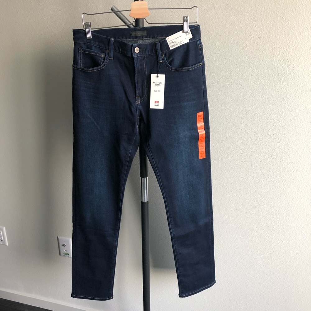 Blue Uniqlo Heattech Fleece Lined Jeans 31x34